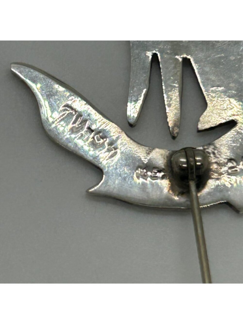 Vintage Sterling Silver Cat Brooch Pin 925 Mexico Handmade 2 Inches 1989 - Picture 9 of 11